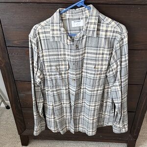 Old Navy Cream and Gray Plaid Shirt